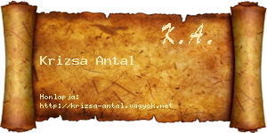 Krizsa Antal névjegykártya